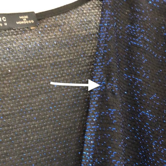 Zara Shimmery Black and Blue Surplice Dress - Picture 6 of 6